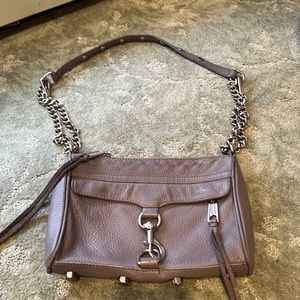 Rebecca Minkoff Mini M.A.C. Grey leather silver hardware crossbody